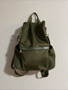 Olive Green Nylon Backpack
